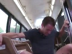 Gay couple fuck on the floor of the public bus