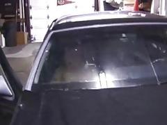 Sneaky dude is jacking his cock in the car where anyone can see