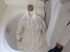 piss on white blouse