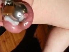 Caged Ball-tug Cum