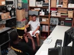 Handsome perp swallows and takes security guard BBC in ass