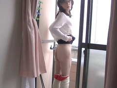 Veranda Fun: Asian Crossdresser Masturbates Outdoors