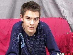 Twink has interview before jerking off