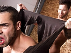 Chained-up amateur getting ass-fucked in the garage