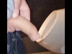 johnholmesjunior whipping out huge soft cock in public open urinal in vancouver mens bathroom