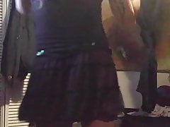 Sexy cd takes off skirt shows ass