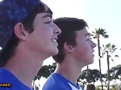 Cute twinks after beach blowjob hot sex at home