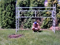 naked hot slave outdoor BDSM CBT Bondage