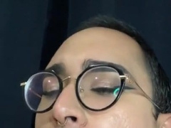 Fem Fuckslut Tonguing and Salivating on Fake Penis