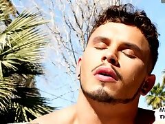 Southern stud jerking his dick outdoors