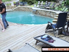 SayUncleNetwork.com - Aiden Asher and jock Jax Thirio in steamy poolside no condom activity