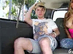 ultra-kinky shlong railing inside a car