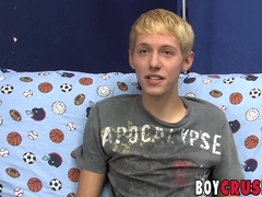 Interviewed towheaded youngster Kenny Monroe milking off and shoots a load