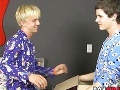 Young homo with blonde hair is pounded balls deep