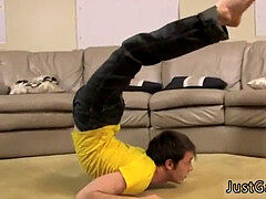 Old homosexual boy making romantic love to younger lad Jesse Jordan has