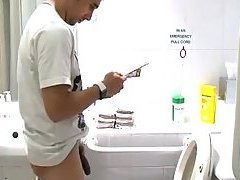 Lustful Stud Jerking Off In A Toilet With Cam