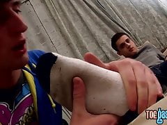 Sexy feet twinks drilling hard in powerful threesome