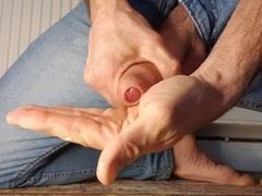 Jacking off, big load, closeup