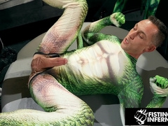 Hero's Fettered & Fisted By Wolf Villain