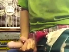 Super-Naughty Tradesman Jacks his Ginormous Shaft in Empty Workshop