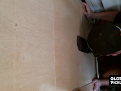 Kinky white dude sucks black glory hole fuck stick wildly