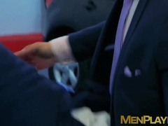 Elegant men bang each others asses after hard day at work