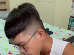 Hunter Peng dominates a massive shaft with his mouth and hands in hot POV action