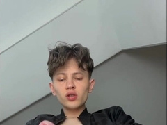 BAD STUD with HEFTY WIRY STIFFY WANKING OFF UNTIL WIGGLING EJACULATION