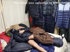 Handjob And Cumshot With My Down Jacket