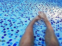 Foot fetish in a big pool