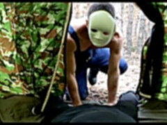 hooded villain romps tired traveler in the woods HORROR porn