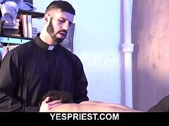 Church boy caught wanking by two big dick gay priests