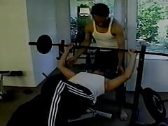 Vintage gym session with two horny fuckers