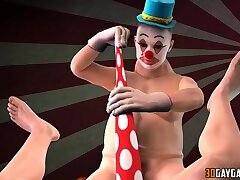 3D gay clown fucking skinny gay dude
