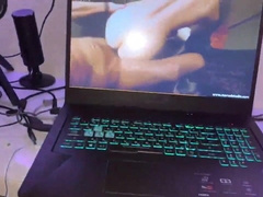 stroking off on a sex tape and jizz a plenty of