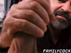 Stepdaddy plays around with stepsons butt and jerks him off