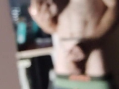 Wank off and jism in mirror glance