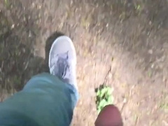 Showcasing my lad cock while ambling in public woods