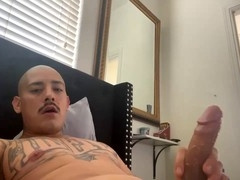 Big uncut Latino thug with massive cock