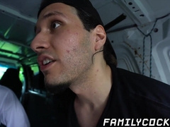 Helpless young man raw impaled by his stepdad outdoors