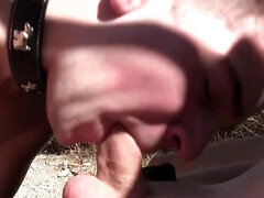 My skinny twink dawg catches my wood outdoors