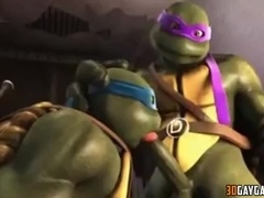 3D gay Ninja Turtles fucking missionary style