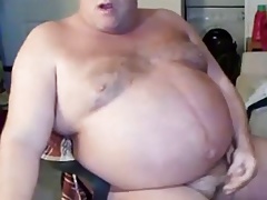Daddy with big belly wanking