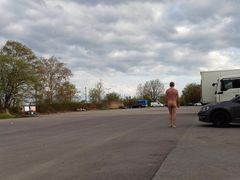 Naked at the cruising parking