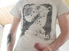 Hard cock young twink cums on his slippers