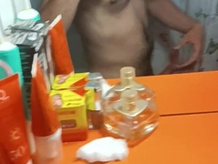 Fran TheTirelessWarrior gets off with a muscle man in a steamy bathroom