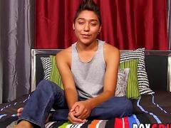 Gay Latino takes his clothes off to finger his ass