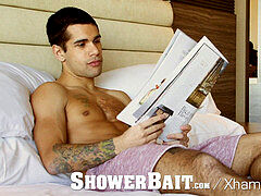 showerBait Shower spy gets hunk gets his plums off with boy