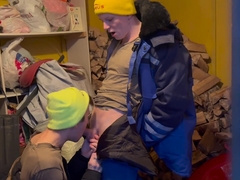 № 455 Lads nail in the barn in winter, and stepfather stags on them