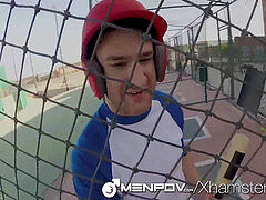 HD MenPOV - Baseball player takes firm bat in the rump